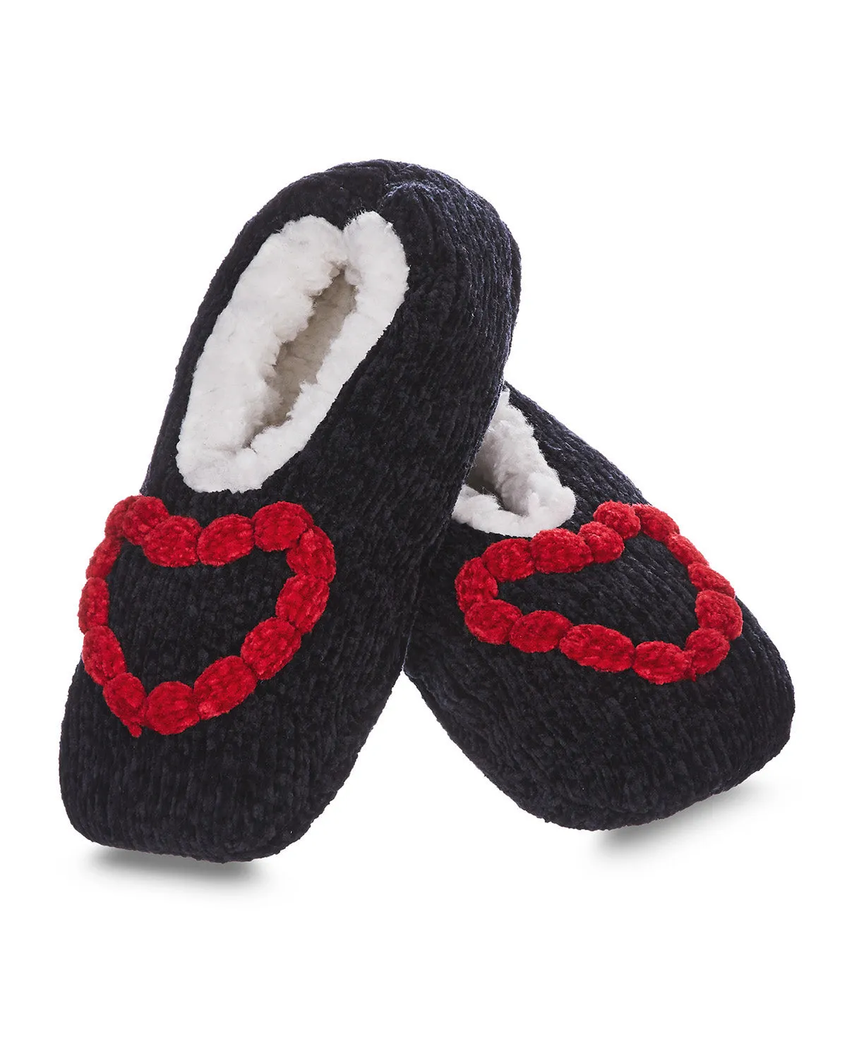 Women's Cozy Heart Chenille Sherpa-Lined Slippers sold by MeMoi