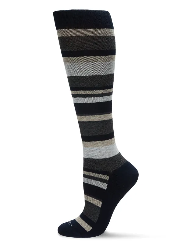 Unisex Multi Striped Cotton Blend 15-20mmHg Graduated Compression Socks sold by MeMoi