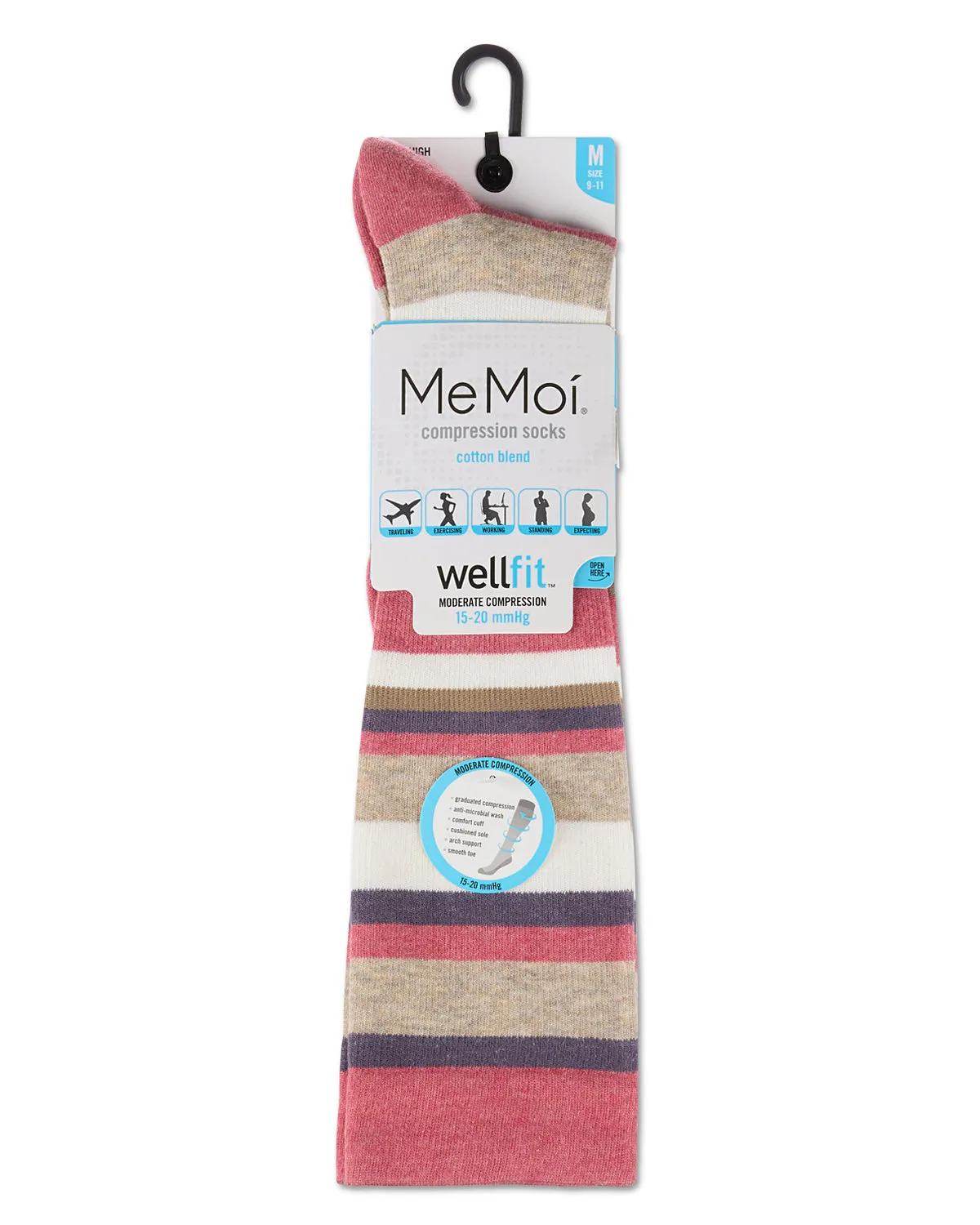 Unisex Multi Striped Cotton Blend 15-20mmHg Graduated Compression Socks sold by MeMoi product image thumbnail 5