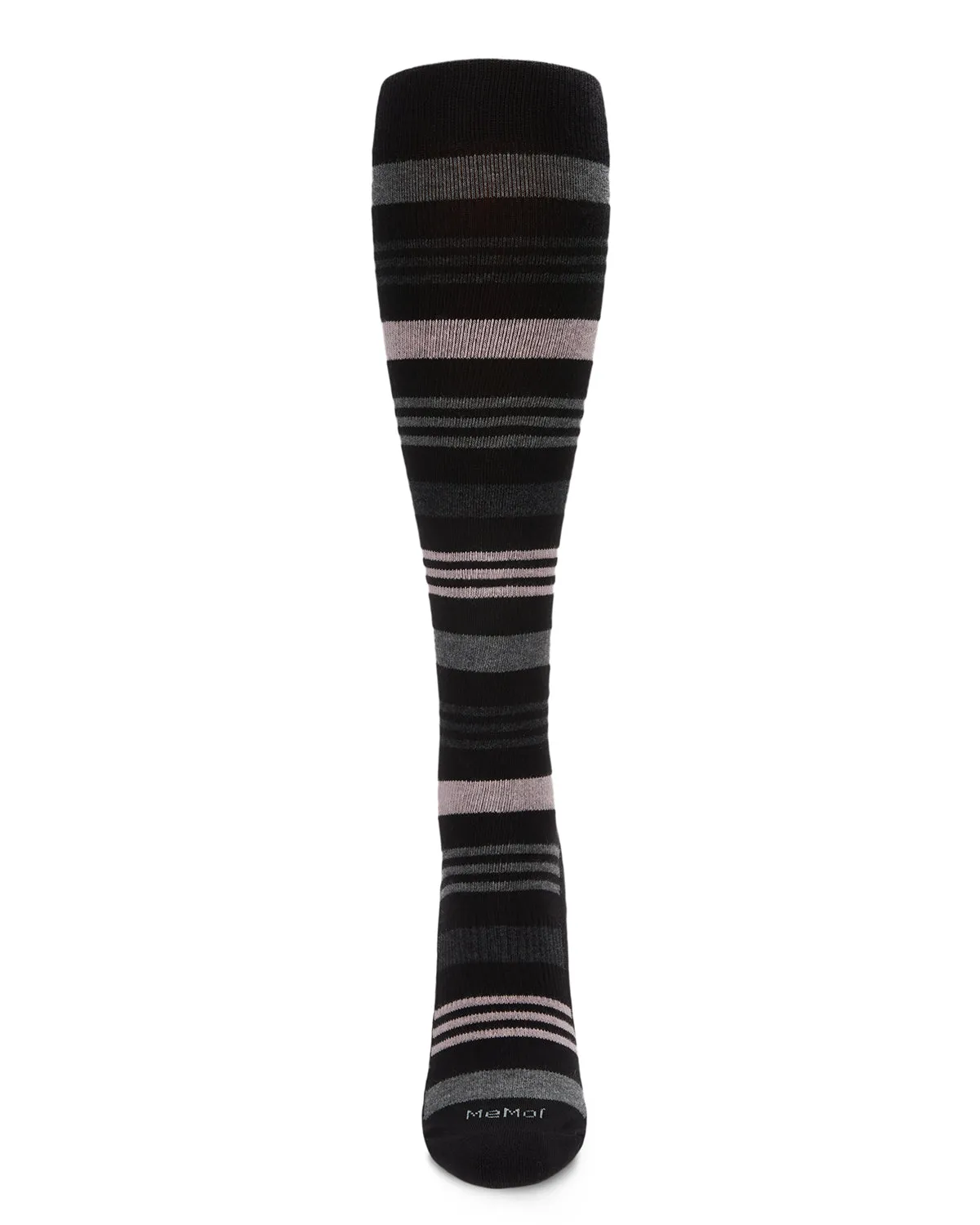 Unisex Black Multi Striped Cotton Blend 15-20mmHg Graduated Compression Socks sold by MeMoi product image thumbnail 4