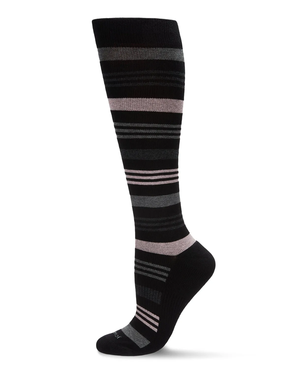 Unisex Black Multi Striped Cotton Blend 15-20mmHg Graduated Compression Socks sold by MeMoi product image thumbnail 3