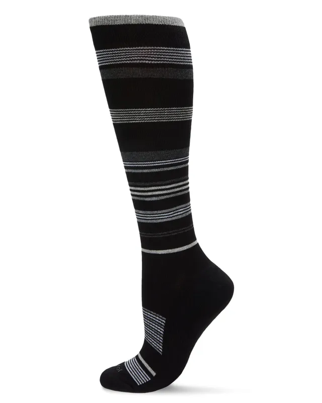 Unisex Multi-Striped Cotton Blend 15-20mmHg Graduated Compression Socks sold by MeMoi