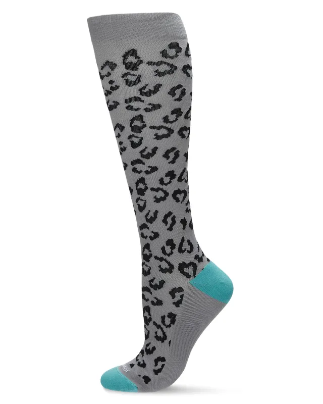 Women's Leopard Nylon 15-20mmHg Graduated Compression Socks made by MeMoi