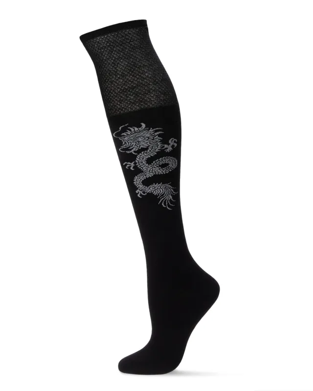 Natori Textured Cuff Dragon Over The Knee Socks made by Natori