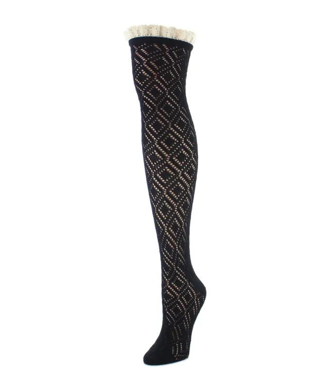 Women's Diamond Open Knit Over The Knee Socks sold by MeMoi