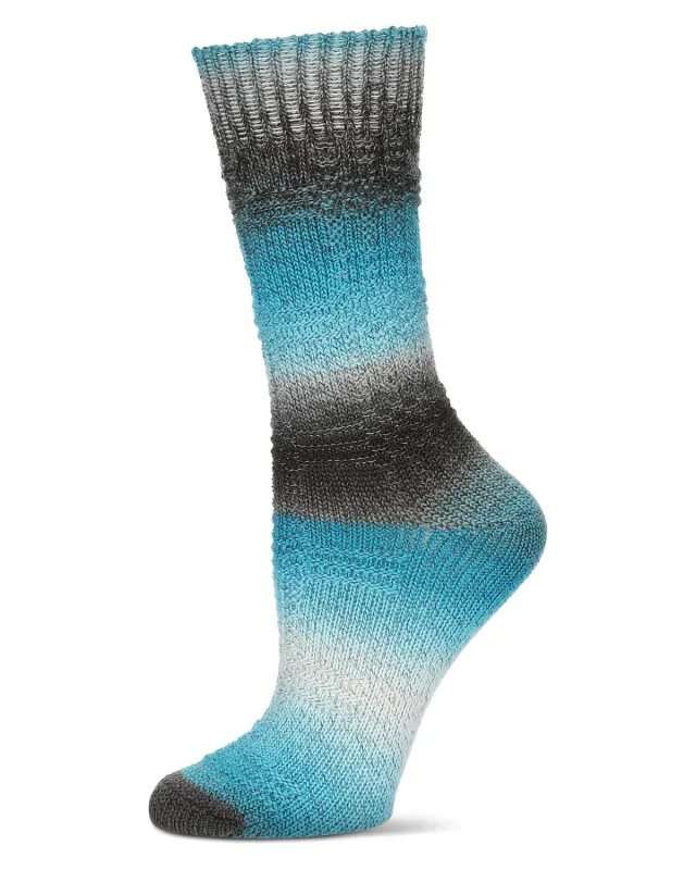 Women's Gradient Stripe Soft and Warm Crew Sock sold by MeMoi