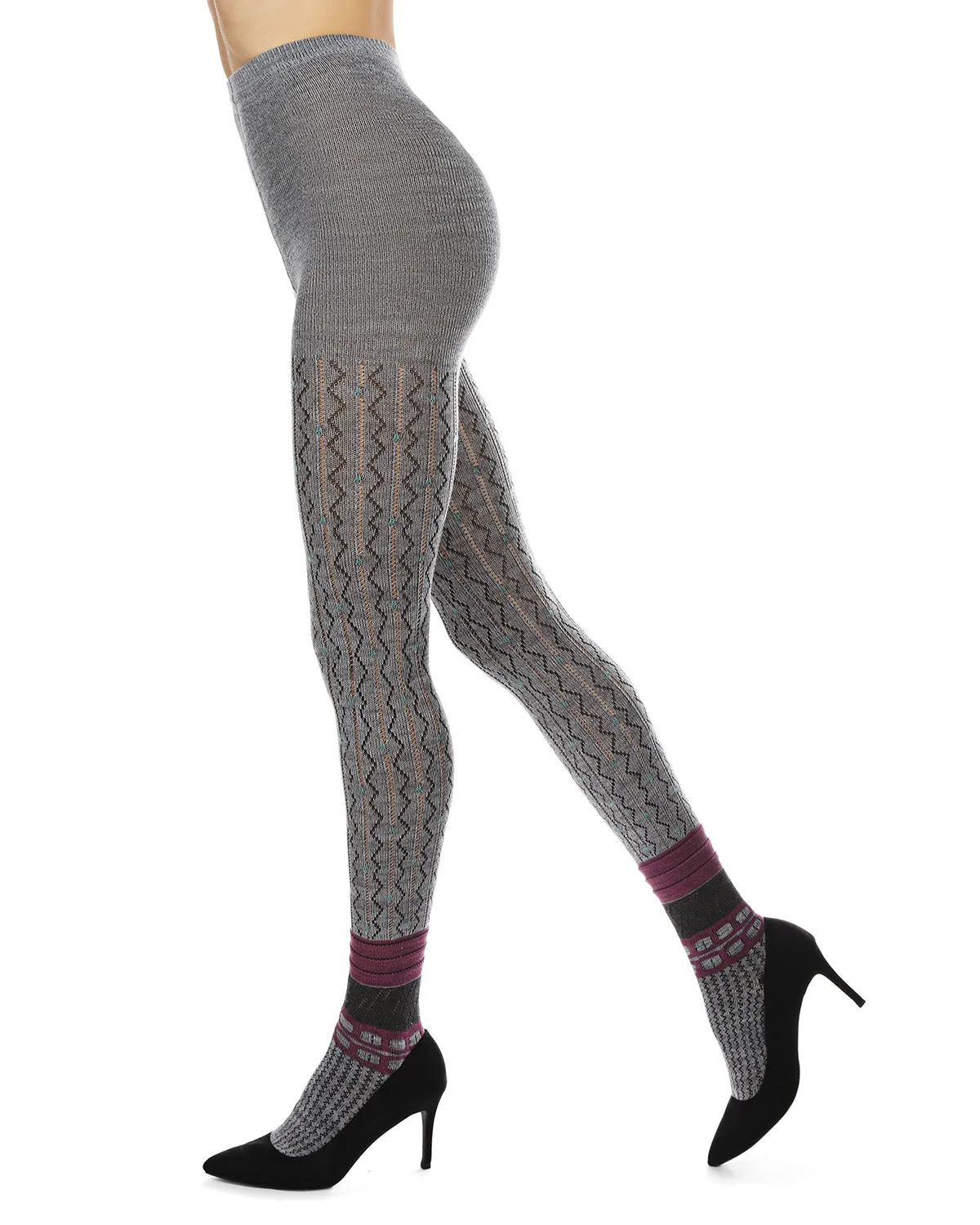 Women's Designernate Cotton Blend Multi-Pattern Sweater Tights sold by MeMoi product image thumbnail 3