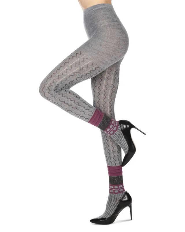Women's Designernate Cotton Blend Multi-Pattern Sweater Tights sold by MeMoi