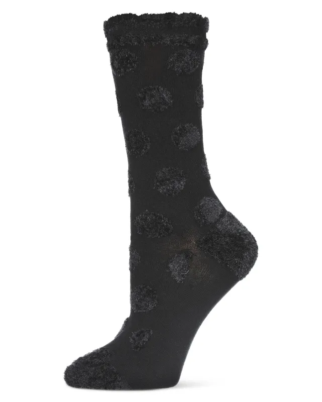 Raised Polka Dot Cotton Blend Crew Sock sold by MeMoi