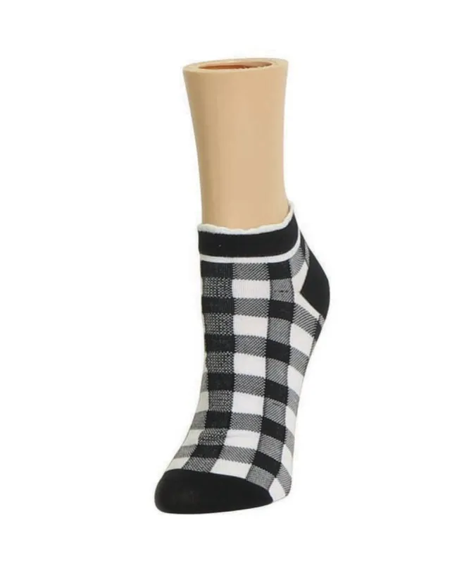 Checkerboard Soft-Fit Cotton-Rich Low Cut Sock sold by MeMoi