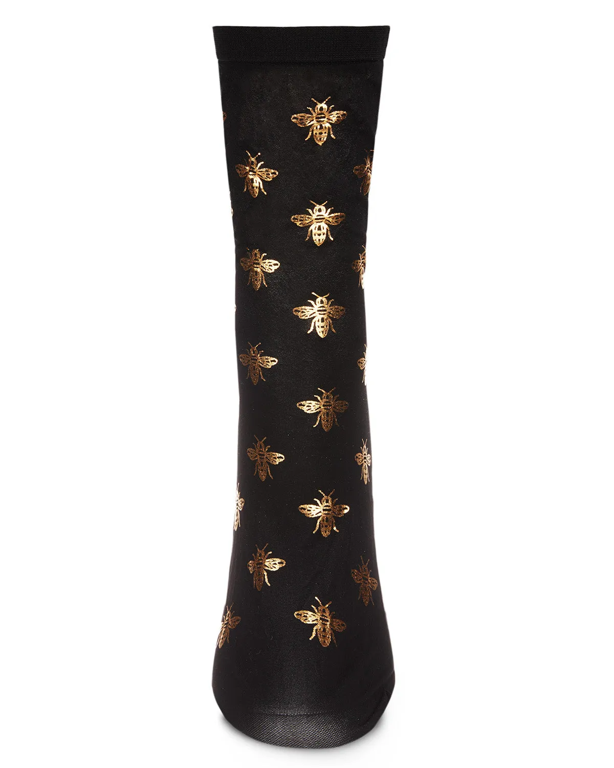 Women's Gold Foil Beautiful Bee Sheer Fashion Crew Sock sold by MeMoi product image thumbnail 2