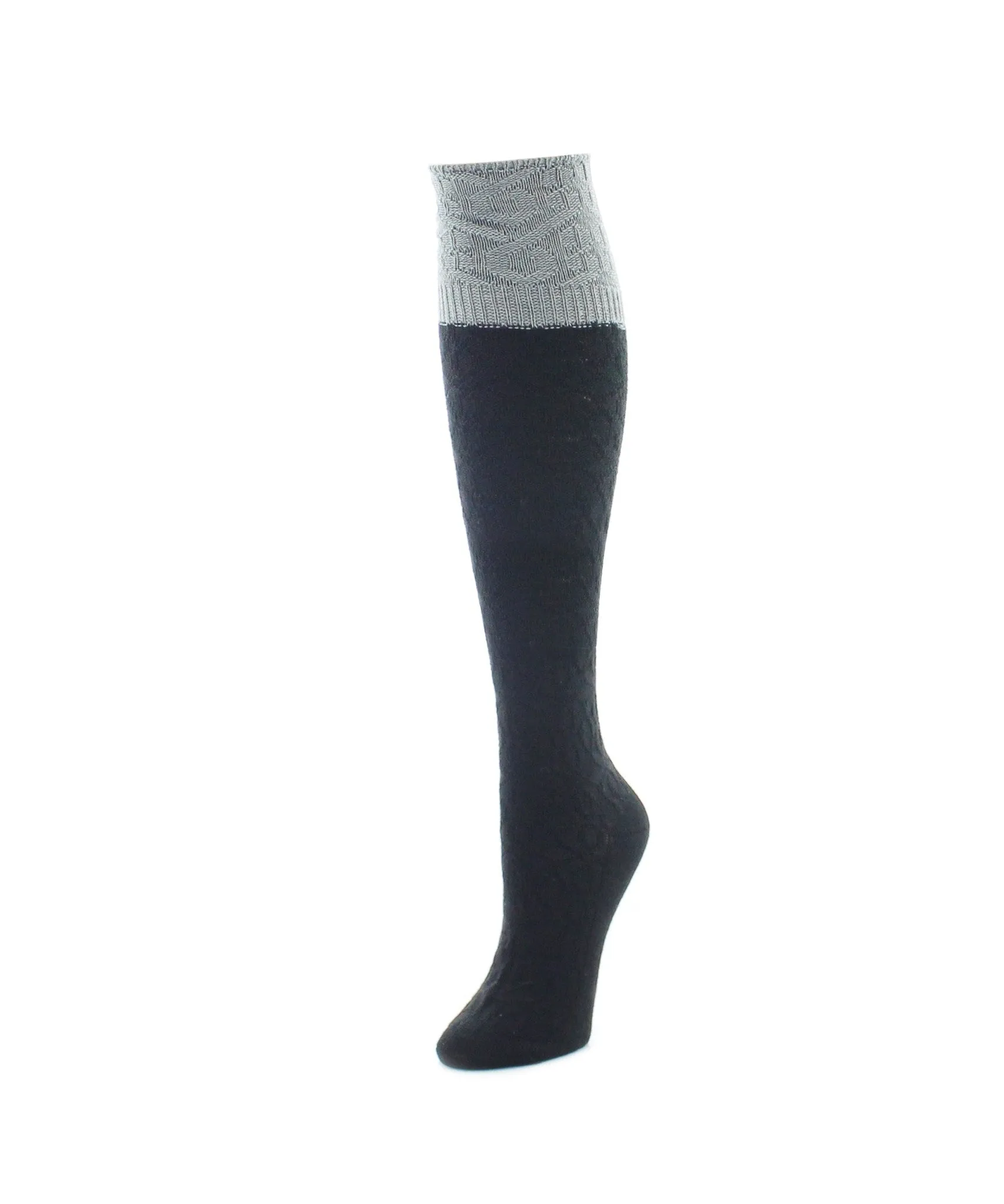 Women's Interlocking Crochet Two Tone Knee High Sock sold by MeMoi