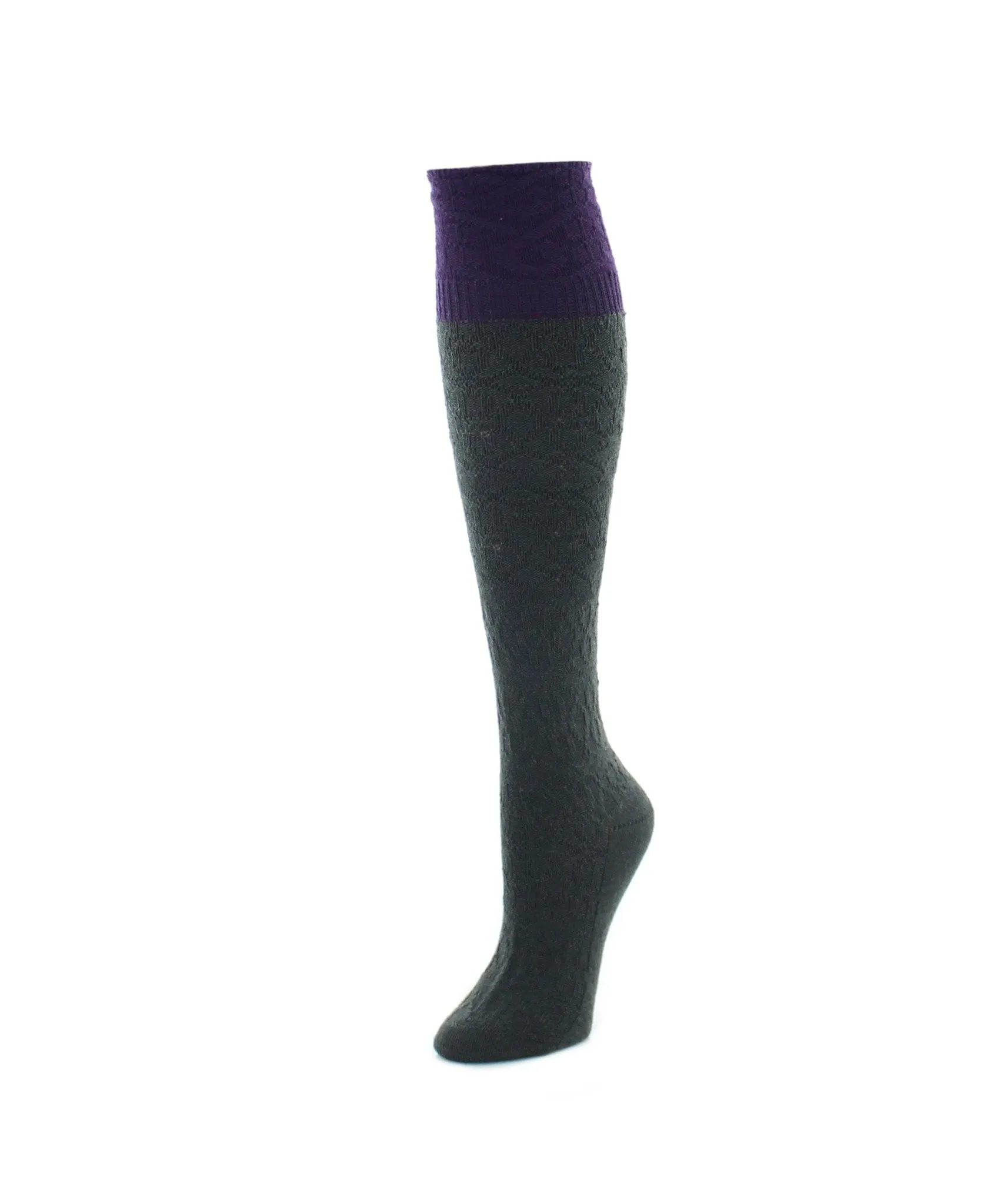 Women's Interlocking Crochet Two Tone Knee High Sock sold by MeMoi product image thumbnail 2