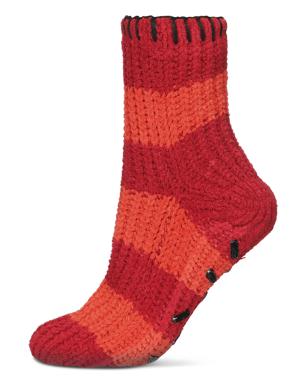 Women's Wide Stripe Chenille Non-Skid Slipper Crew Sock sold by MeMoi product image thumbnail 2