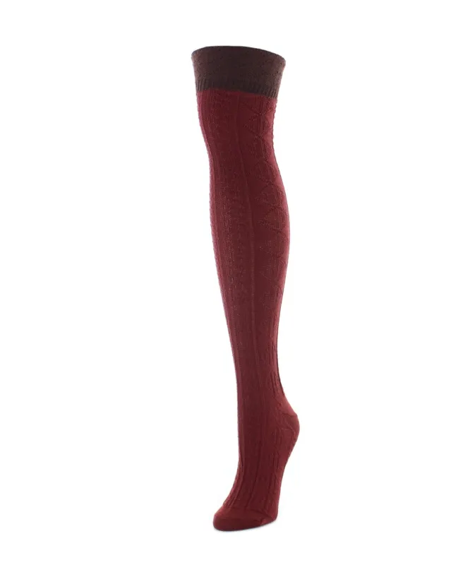 Women's Dot and Braid Wool Blend Over The Knee Sock sold by MeMoi