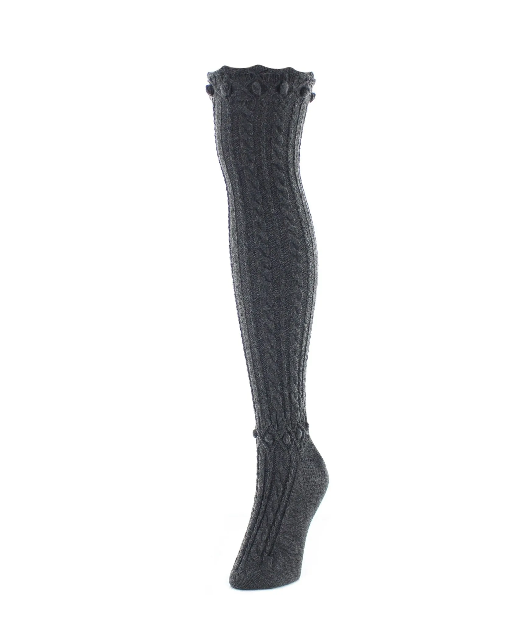 Dotty Diamond Chunky Knit Over-The-Knee Warm Socks sold by MeMoi product image thumbnail 3