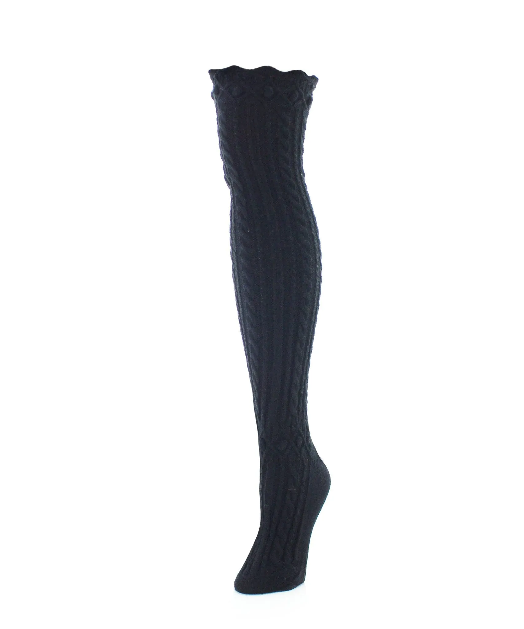 Dotty Diamond Chunky Knit Over-The-Knee Warm Socks sold by MeMoi product image thumbnail 4