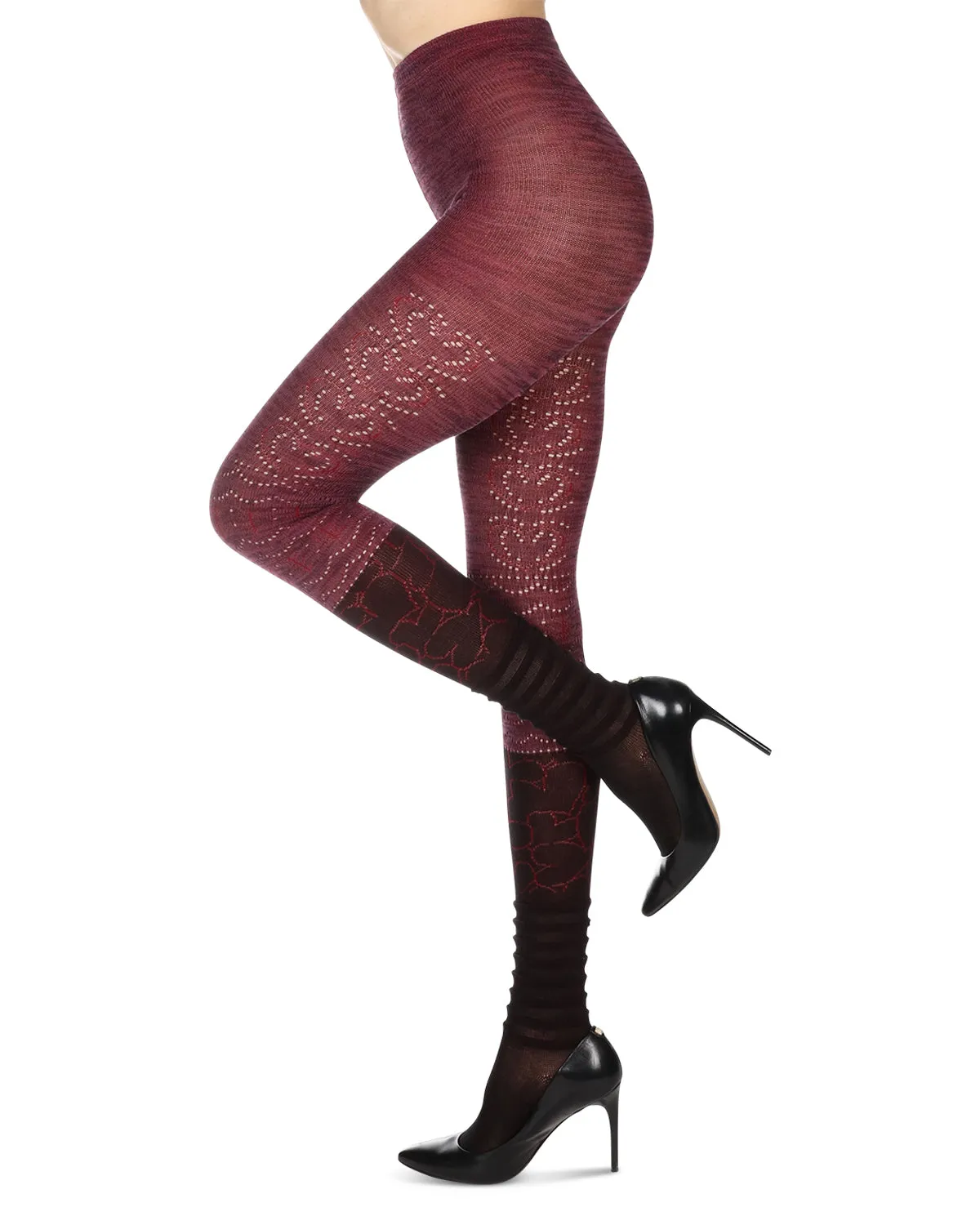 Women's Scallop Mix Two Tone Cotton Blend Sweater Tights sold by MeMoi product image thumbnail 3