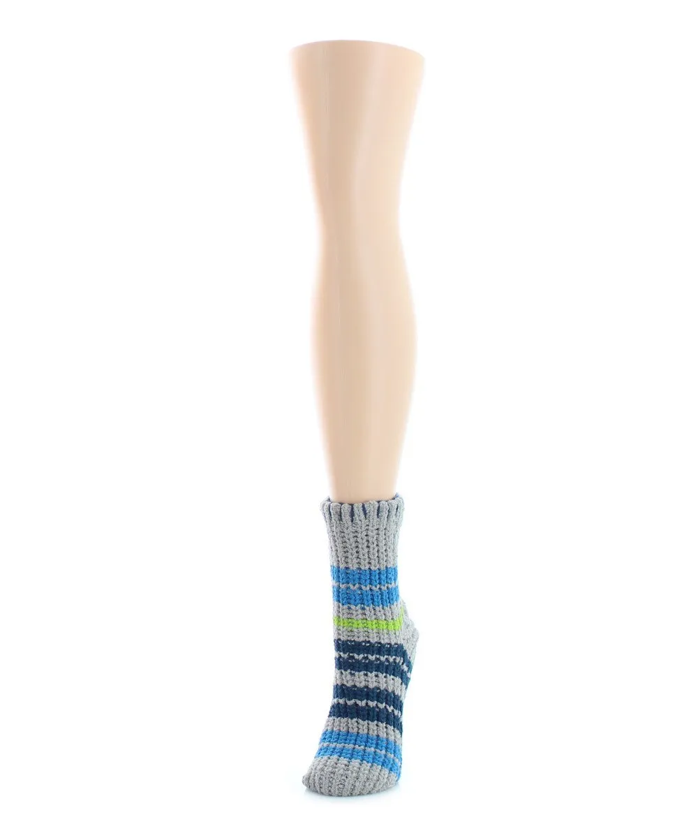 Women's Thin Stripe Chenille Non-Skid Slipper Crew Sock sold by MeMoi product image thumbnail 3