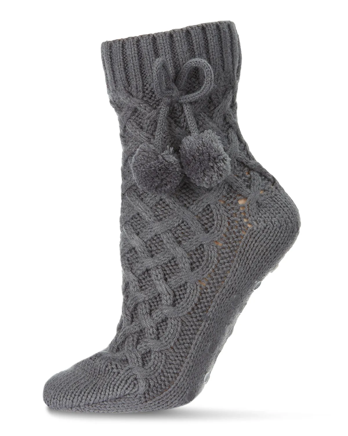 Pom Cross Sherpa Top Lined Lounge Sock sold by MeMoi product image thumbnail 5