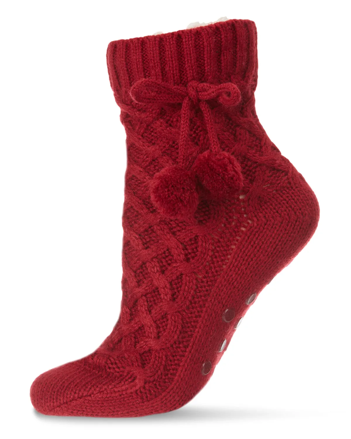 Pom Cross Sherpa Top Lined Lounge Sock sold by MeMoi product image thumbnail 3
