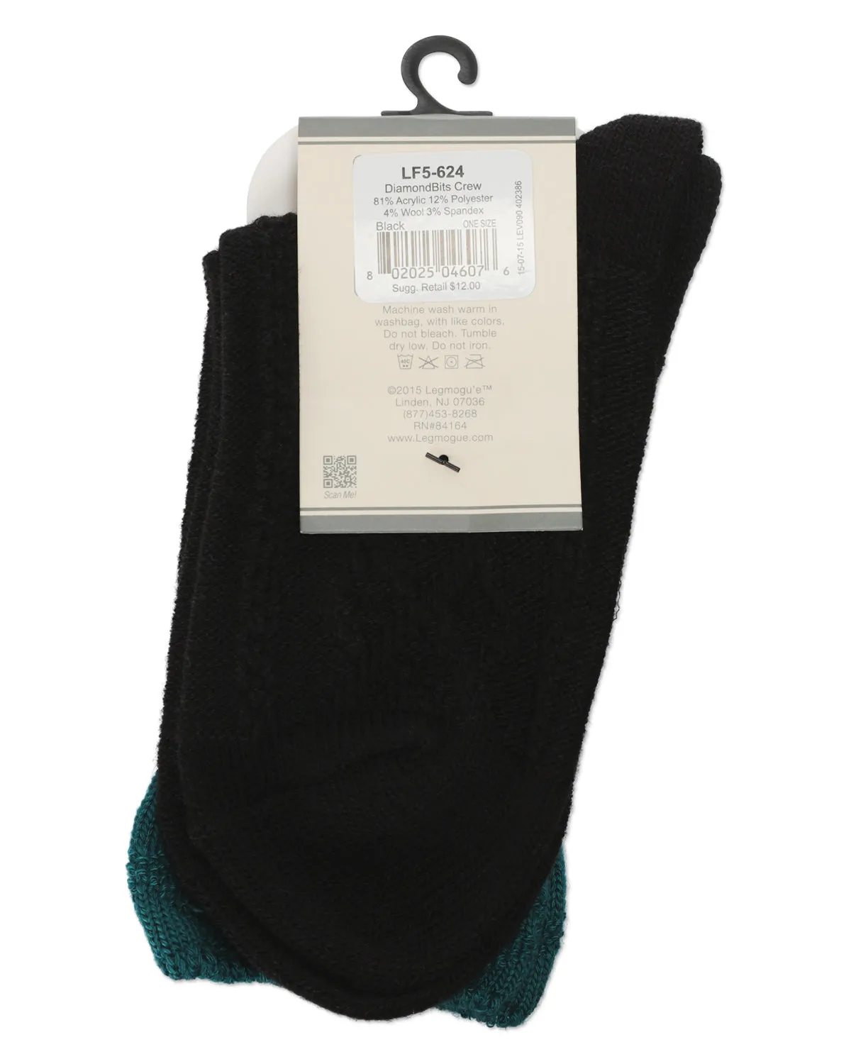 Women's Diamond Bits Soft-Fit Two-Tone Crew Sock sold by MeMoi product image thumbnail 5