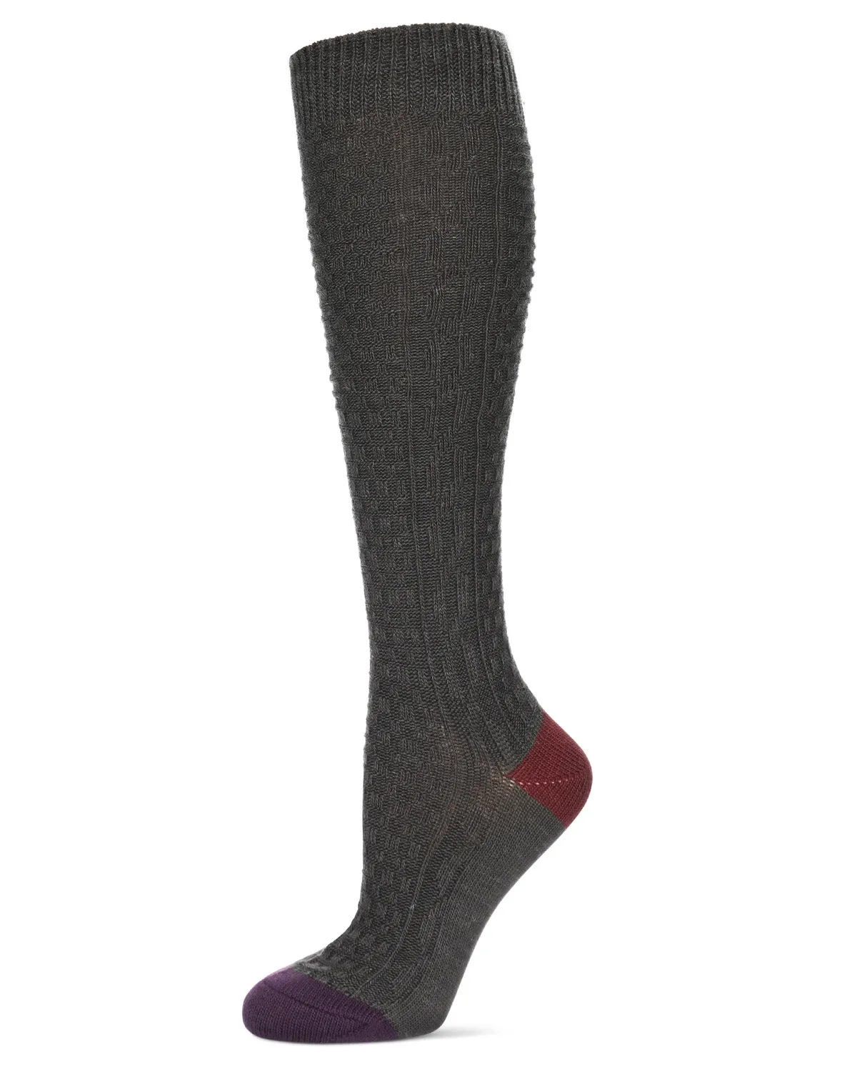 Women's Brick Twist Crosshatch Knit Knee High Sock sold by MeMoi product image thumbnail 2