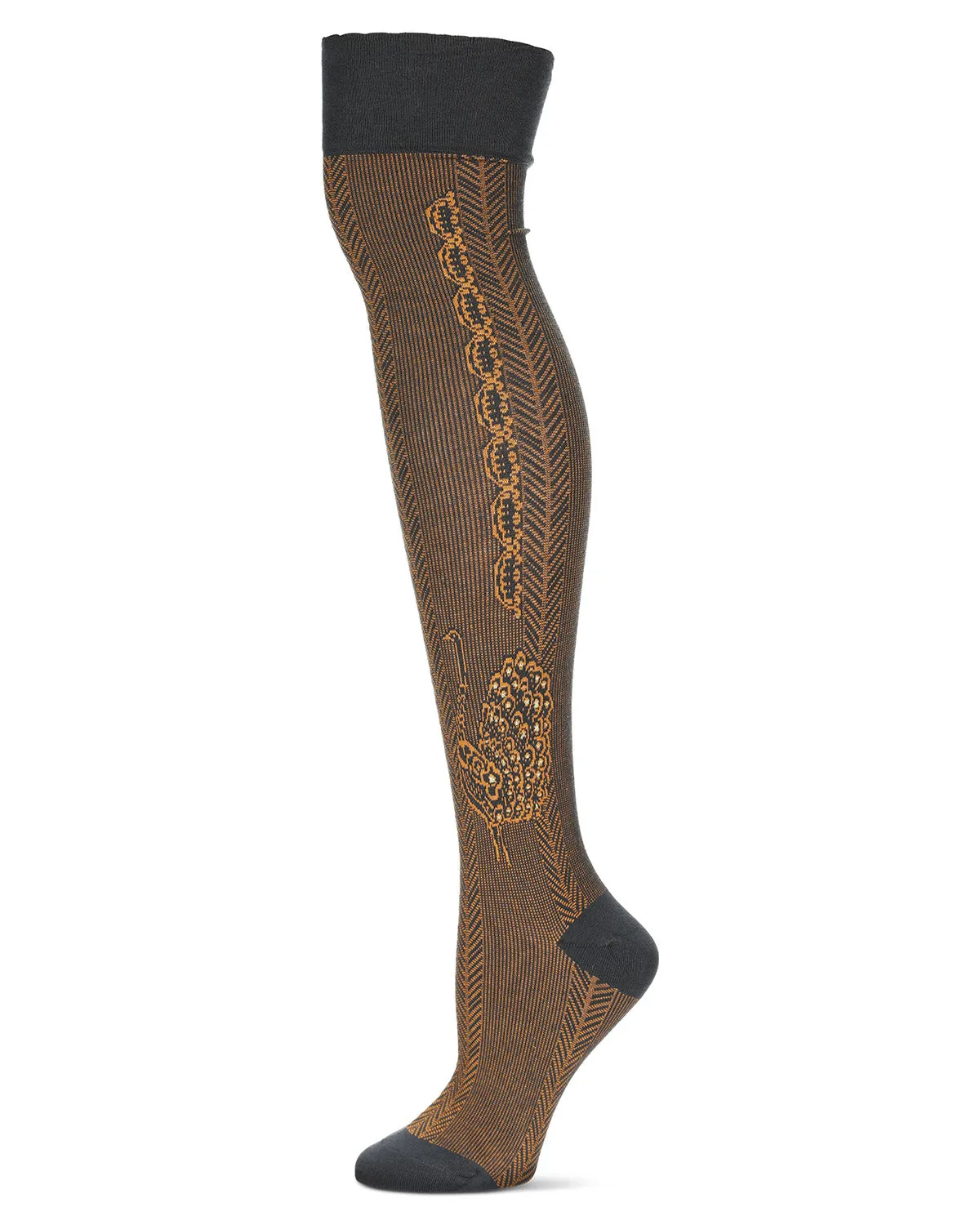 Women's Pretty Peacock Cotton Blend Over The Knee Sock sold by MeMoi product image thumbnail 3