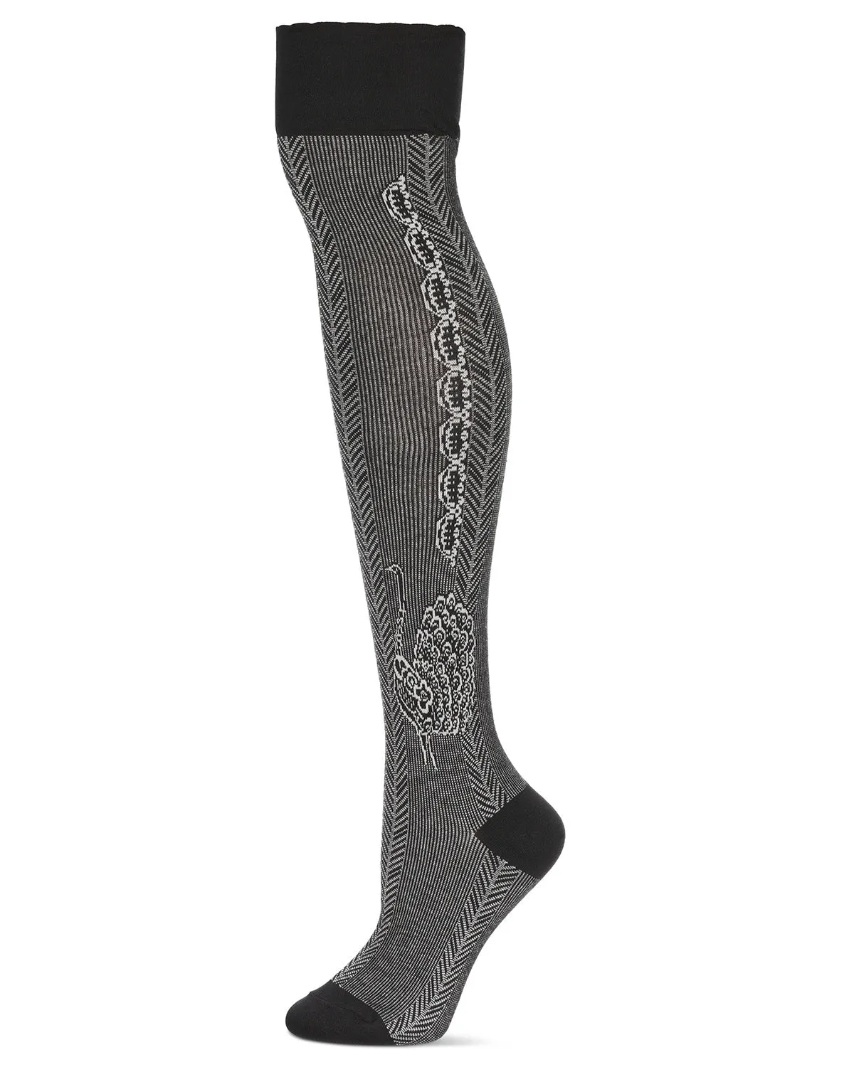Women's Pretty Peacock Cotton Blend Over The Knee Sock sold by MeMoi