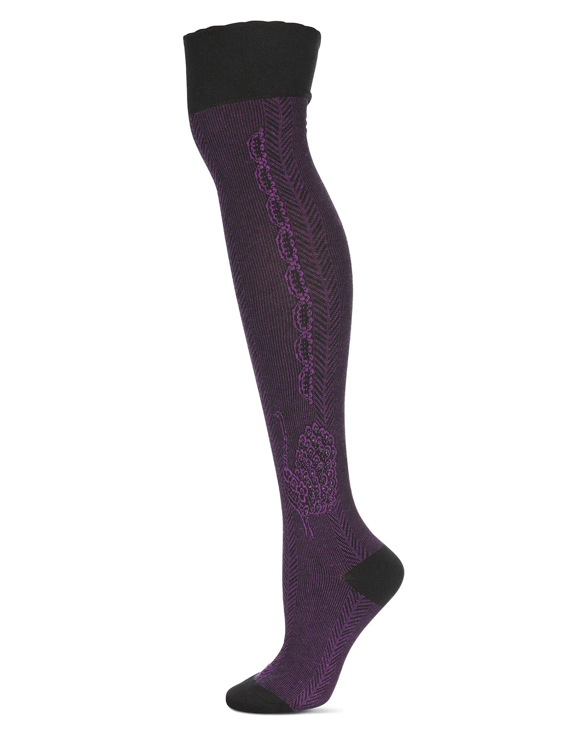 Women's Pretty Peacock Cotton Blend Over The Knee Sock sold by MeMoi product image thumbnail 2