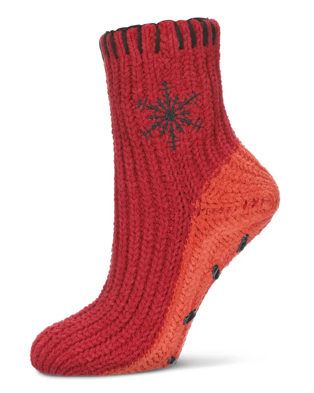 Women's Snowflake Block Chenille Non-Skid Slipper Sock sold by MeMoi