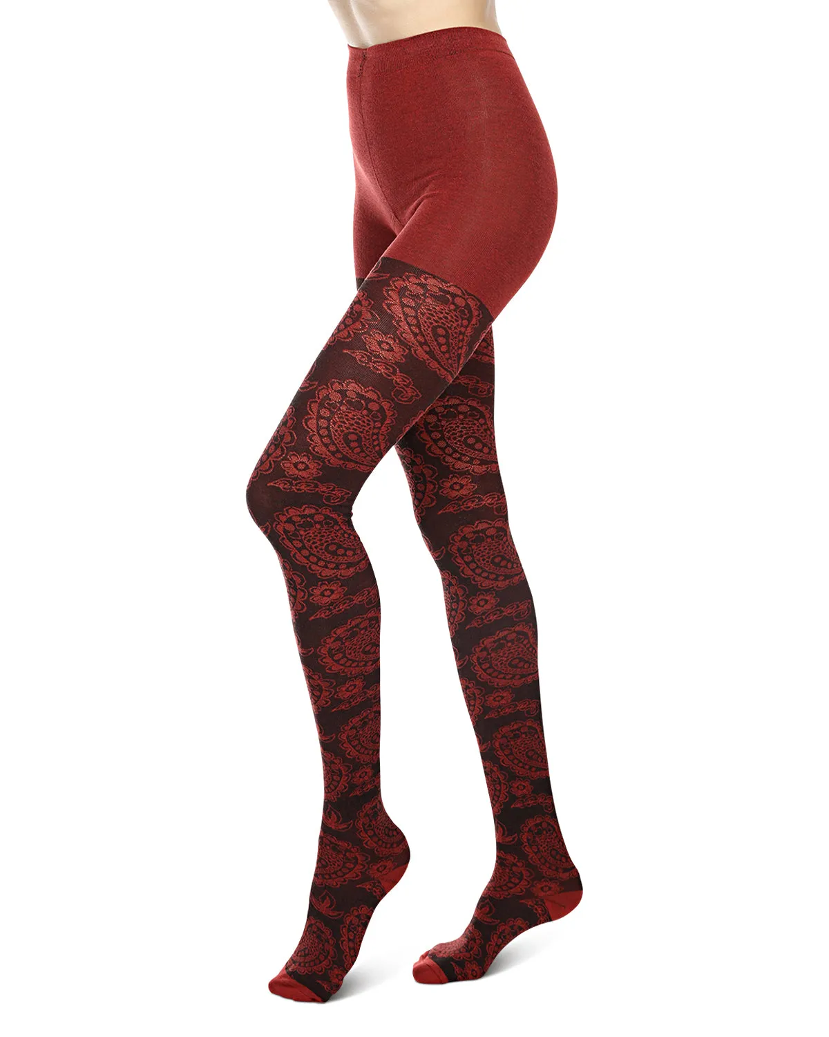 Paisley Patch Cotton Blend Sweater Tights sold by MeMoi product image thumbnail 3