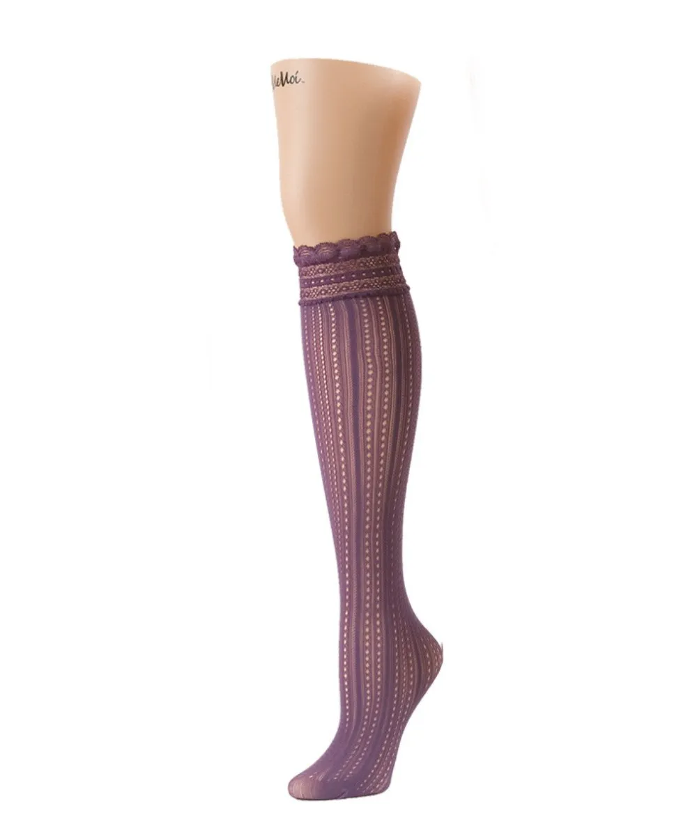 Women's Inner Dot Eyelet Knee High Trouser Socks sold by MeMoi product image thumbnail 2