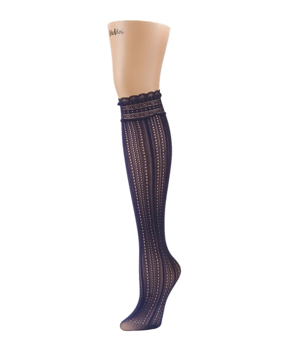 Women's Inner Dot Eyelet Knee High Trouser Socks sold by MeMoi product image thumbnail 3