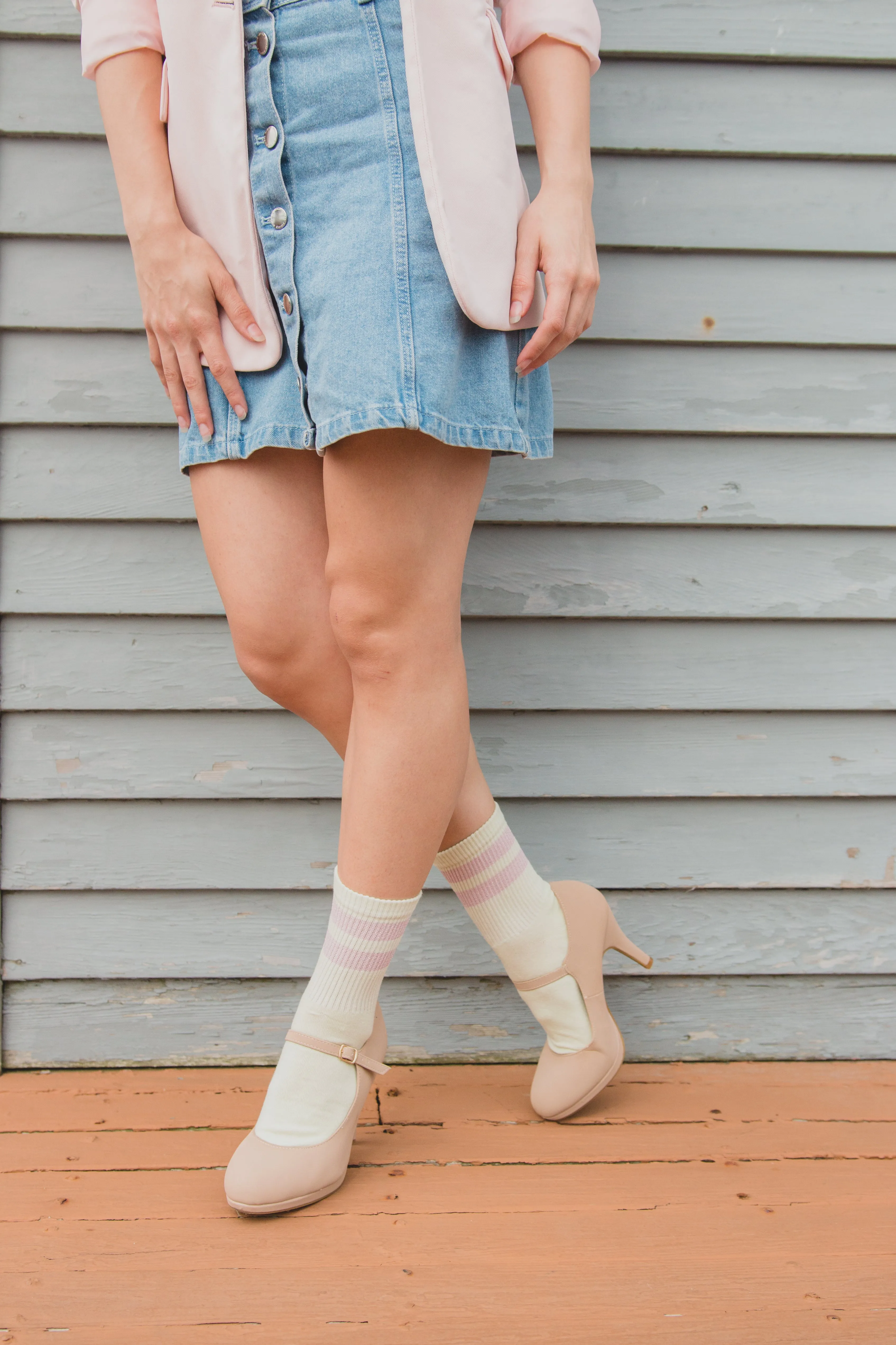 Women's Shimmer Sports Stripe Cotton Blend Anklet Sock sold by MeMoi product image thumbnail 3