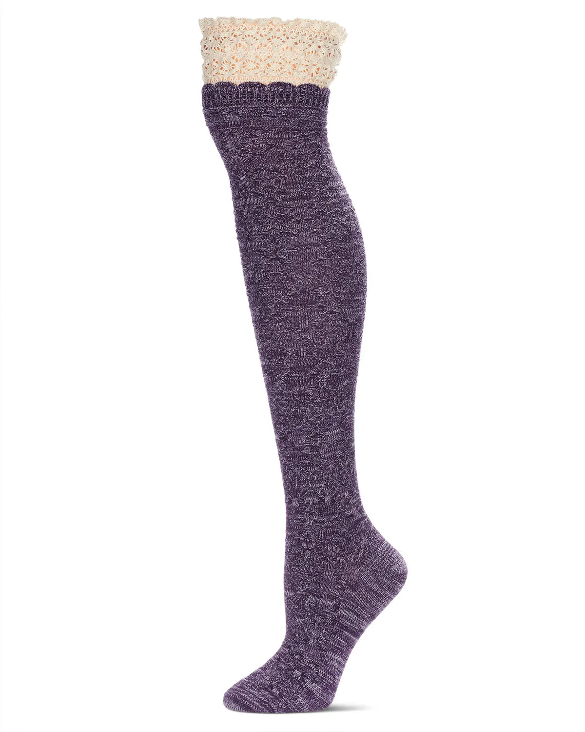 Women's Warped Crochet Over The Knee Socks sold by MeMoi product image thumbnail 4