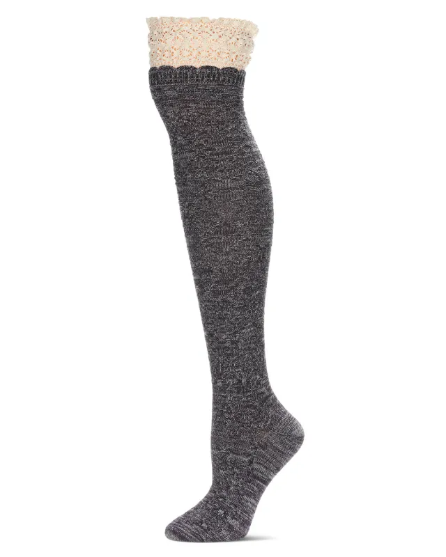 Women's Warped Crochet Over The Knee Socks sold by MeMoi
