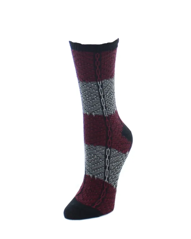 Two Tone Diamond Stripe Fuzzy Boot Socks sold by MeMoi
