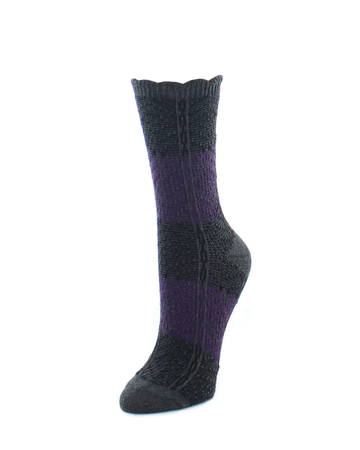 Two Tone Diamond Stripe Fuzzy Boot Socks sold by MeMoi product image thumbnail 2