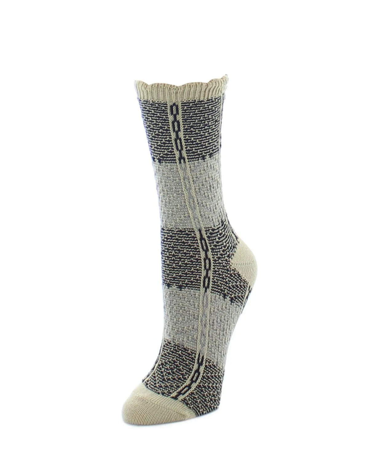 Two Tone Diamond Stripe Fuzzy Boot Socks sold by MeMoi product image thumbnail 3