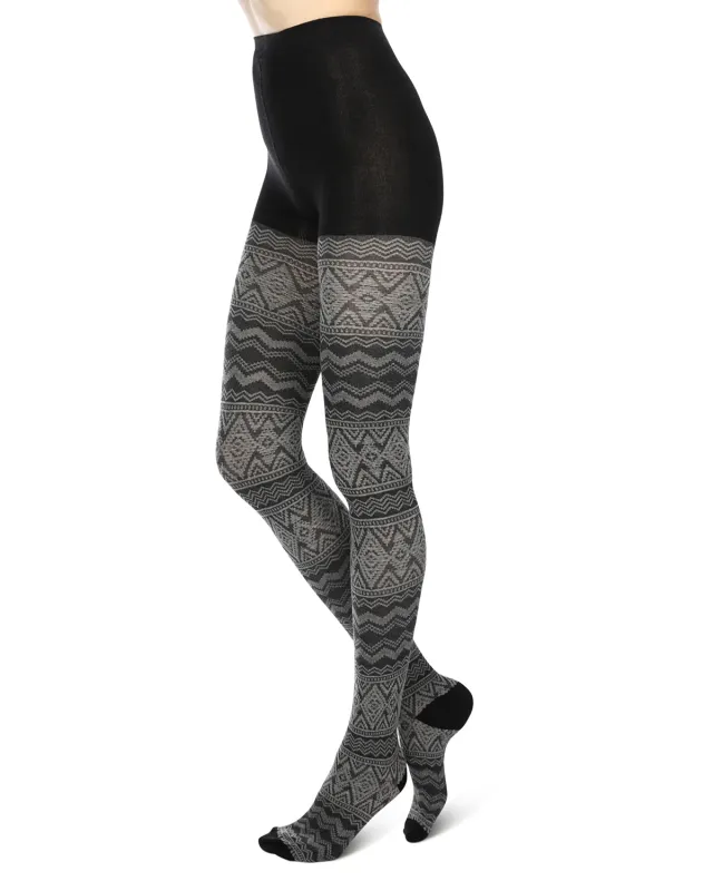 Diamond Fair Isle Patterned Cotton Blend Sweater Tights sold by MeMoi