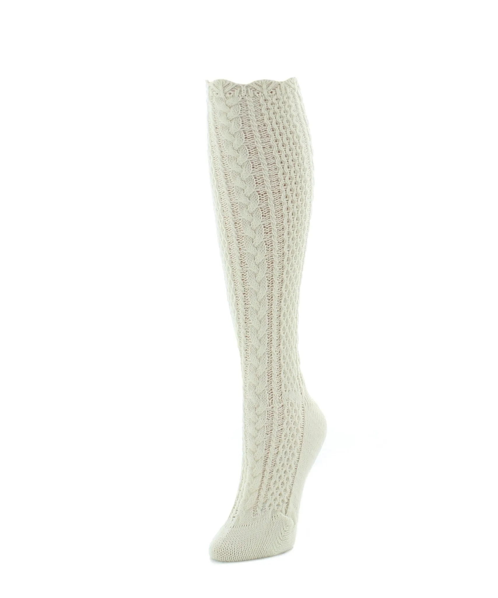 Pointelle Braid Chunky Knit Knee-High Socks sold by MeMoi product image thumbnail 2