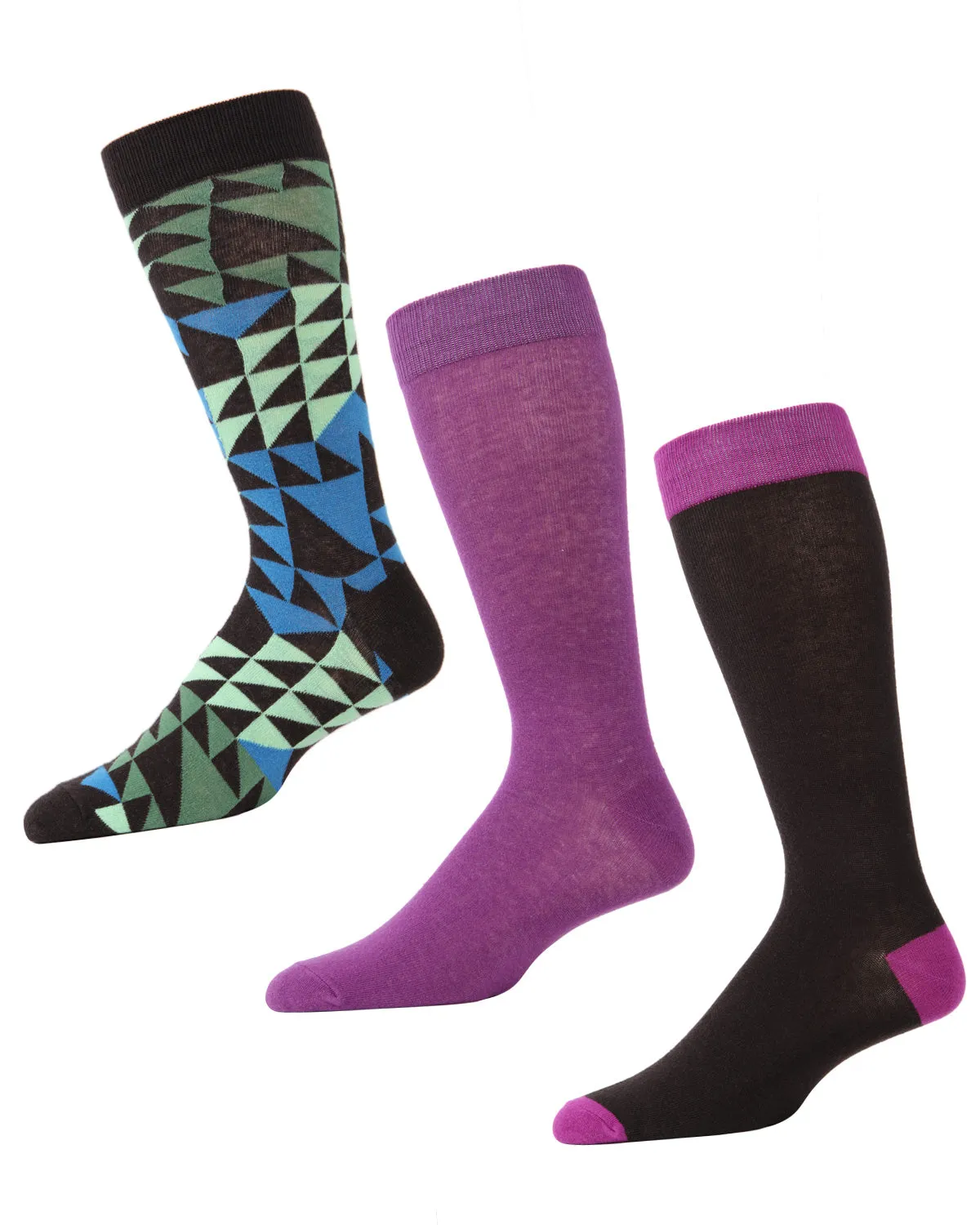 Men's 3 Pair Pack Asymmetrical Cotton Blend Crew Socks sold by MeMoi product image thumbnail 2