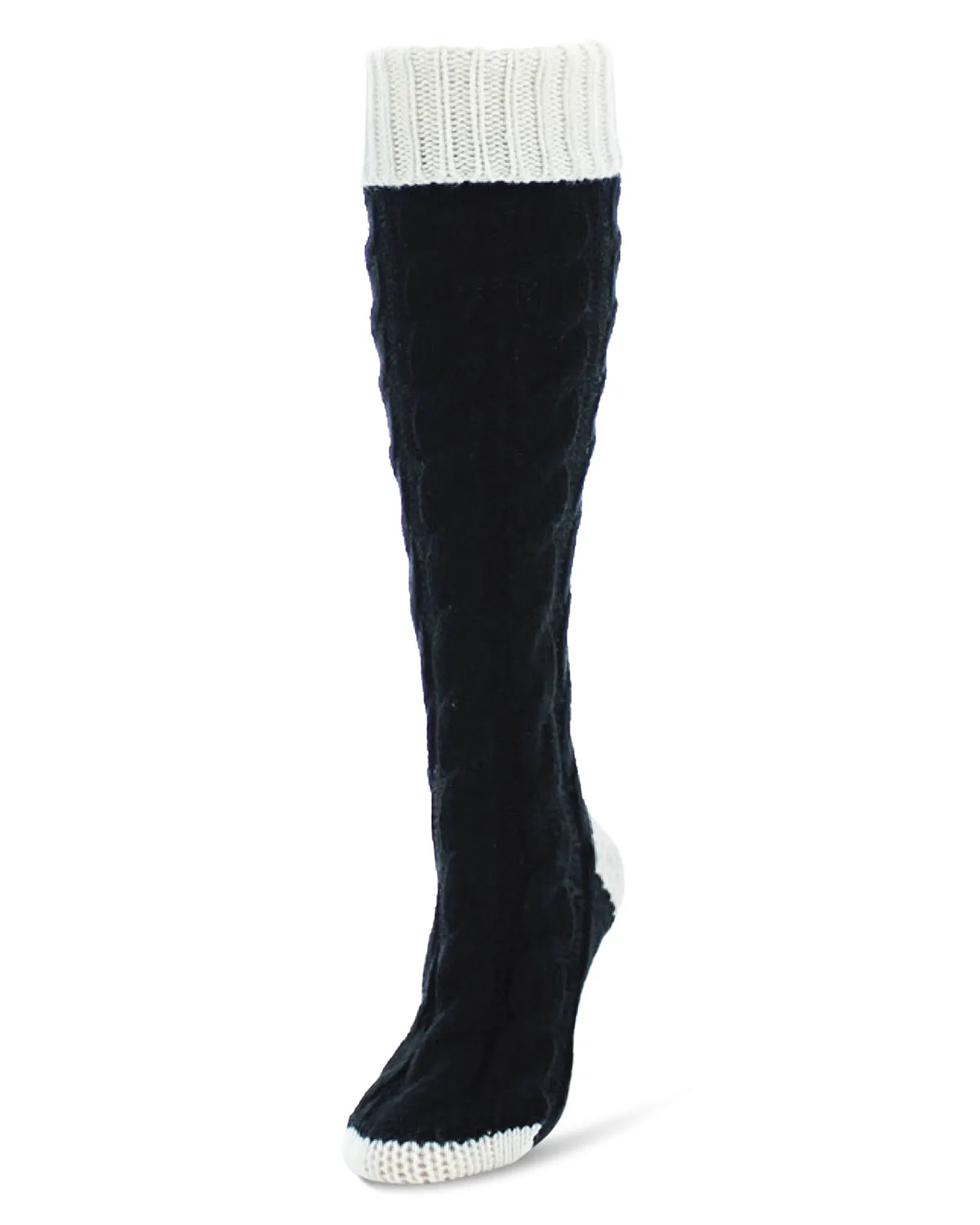 Braid Tip Chunky Knit Two Tone Knee High Socks sold by MeMoi product image thumbnail 3