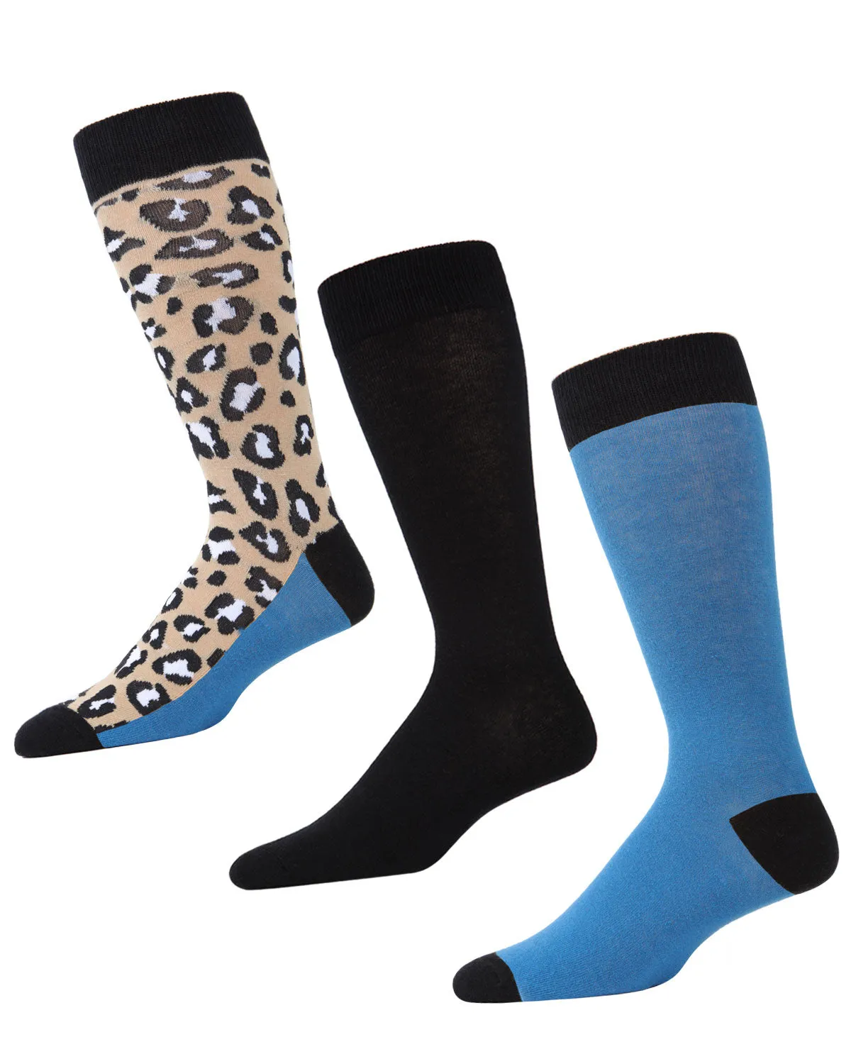 Leopard Pane Cotton Blend Crew Sock 3 Pack sold by MeMoi