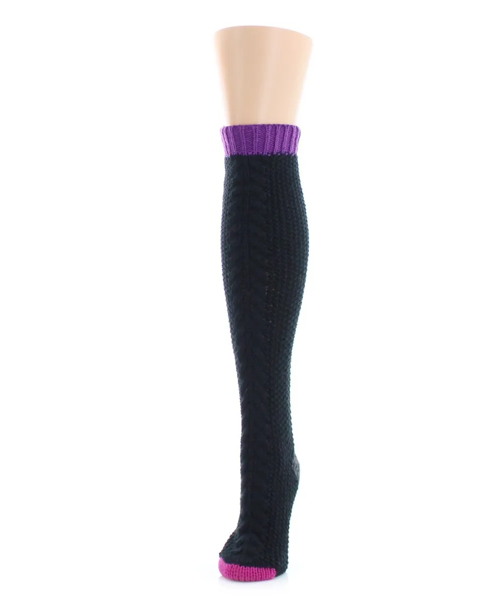 Two Tone Chunky Knit Knee High Socks sold by MeMoi product image thumbnail 2