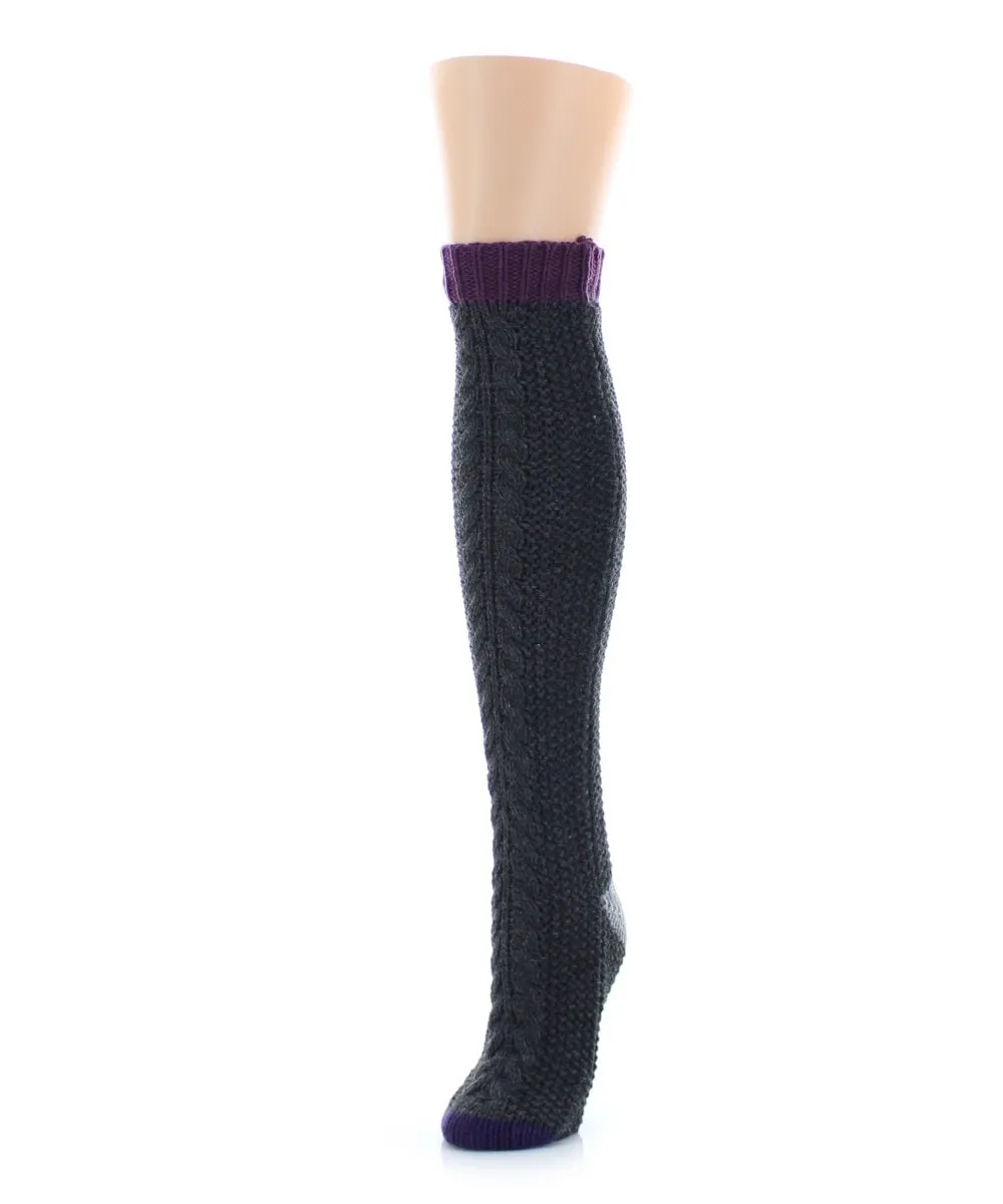 Two Tone Chunky Knit Knee High Socks sold by MeMoi product image thumbnail 3