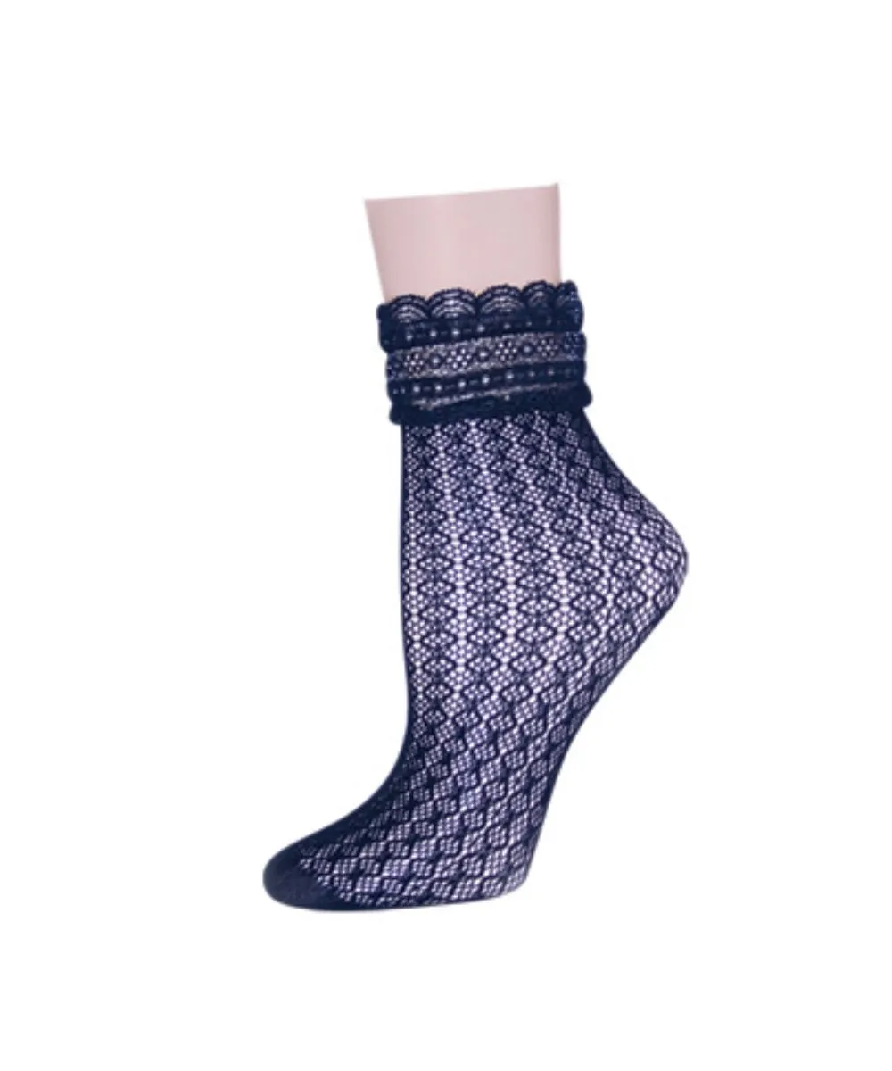 Women's Diamond Floral Lace Anklet Socks sold by MeMoi