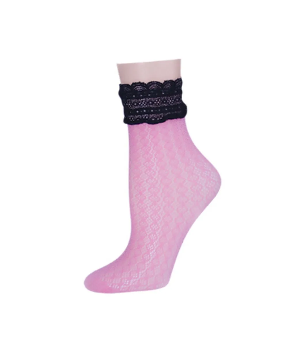 Women's Diamond Floral Lace Anklet Socks sold by MeMoi product image thumbnail 4