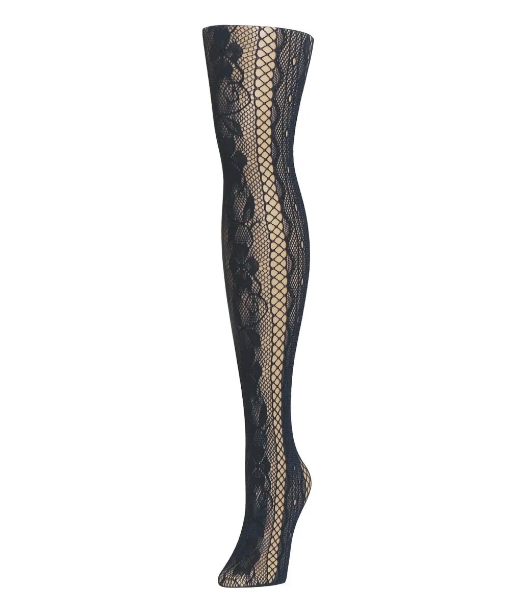 Women's Linear Floral Netted Nylon Tights sold by MeMoi product image thumbnail 4